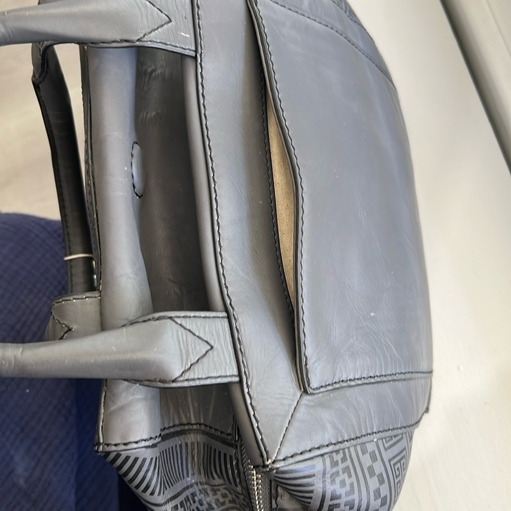 Jonathan Adler gray leather Satchel Bag with Structured Design - Picture 13 of 14